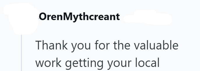 Oren Mythcreant Thank you for the valuable work getting your local