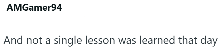 AMGamer94 And not a single lesson was learned that day