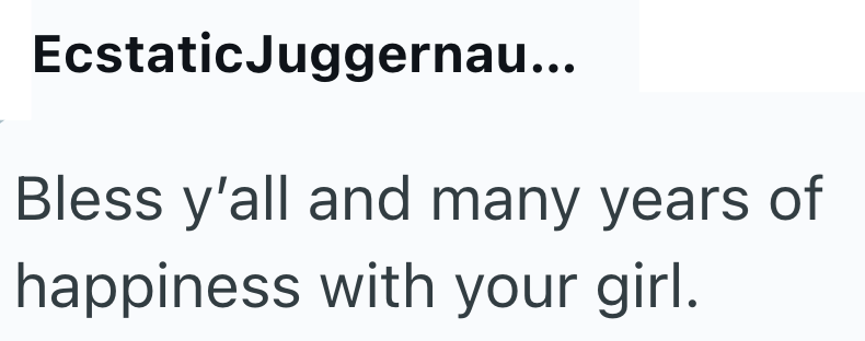 Ecstatic Juggernau... Bless y'all and many years of happiness with your girl.