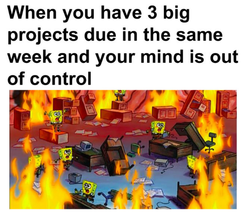 When you have 3 big projects due in the same week and your mind is out of control