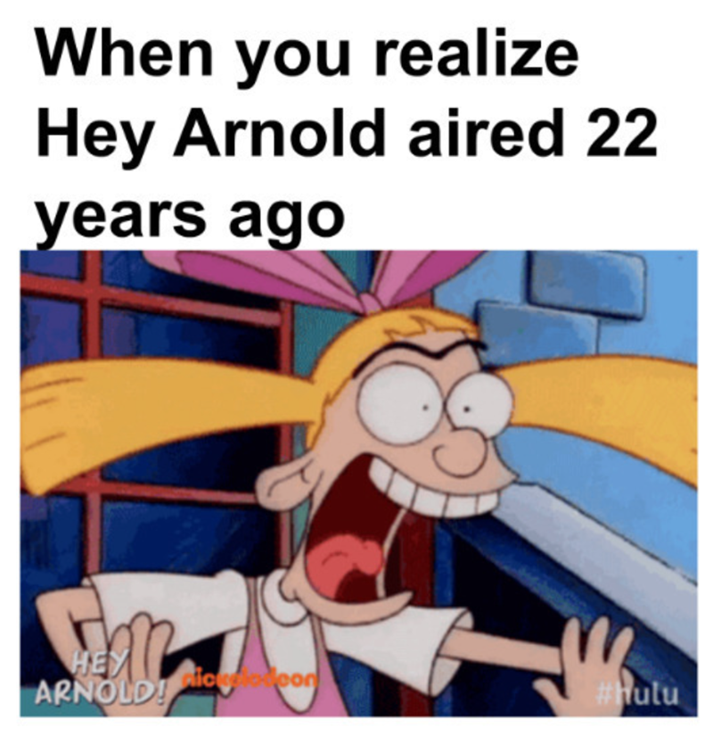 When you realize Hey Arnold aired 22 years ago HEY ARNOLD! con #hulu