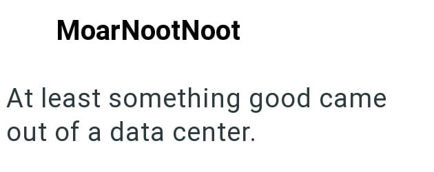 Moar NootNoot At least something good came out of a data center.