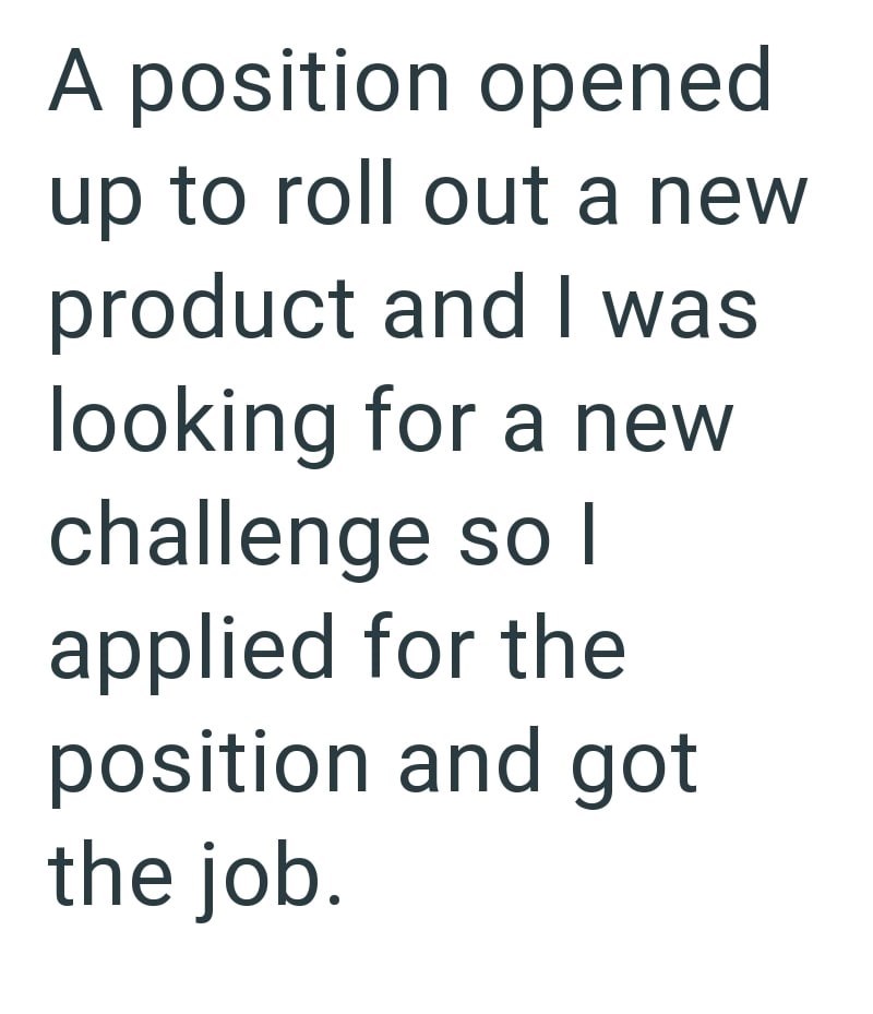 A position opened up to roll out a new product and I was looking for a new challenge so I applied for the position and got the job.