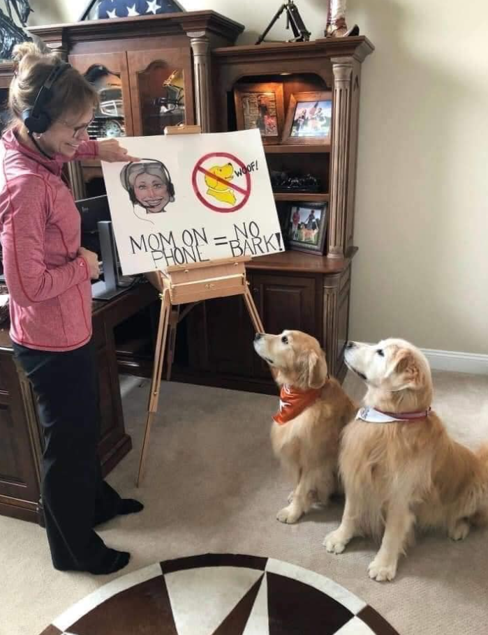 WOOF! MOM ON NO. PHONE BARK!