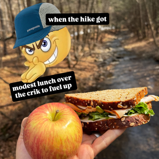 patagonia when the hike got modest lunch over the crik to fuel up