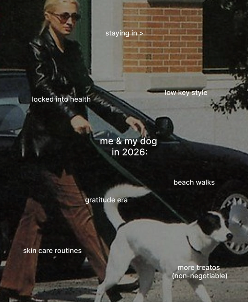 staying in > low key style locked into health skin care routines me & my dog in 2026: gratitude era beach walks more treatos (non-negotiable)