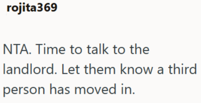 rojita369 NTA. Time to talk to the landlord. Let them know a third person has moved in.