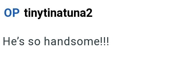 OP tinytinatuna2 He's so handsome!!!
