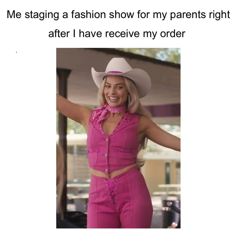 Me staging a fashion show for my parents right after I have receive my order