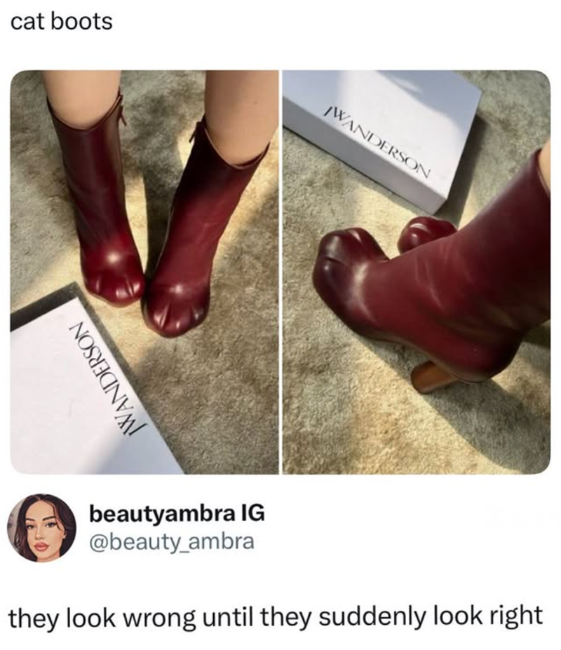 cat boots WANDERSON JWANDERSON beautyambra IG @beauty_ambra they look wrong until they suddenly look right