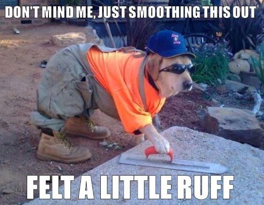 DON'T MIND ME, JUST SMOOTHING THIS OUT FELT A LITTLE RUFF