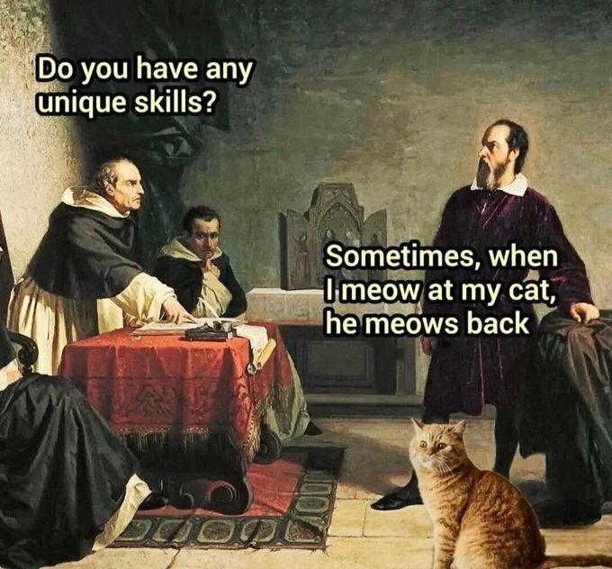 Do you have any unique skills? 100 Sometimes, when I meow at my cat, he meows back