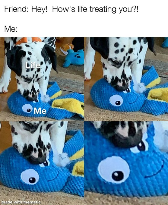 Friend: Hey! How's life treating you?! Me: Life Me made with mematic