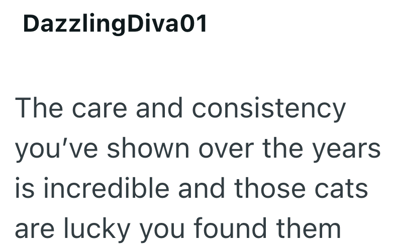 Dazzling Diva01 The care and consistency you've shown over the years is incredible and those cats are lucky you found them