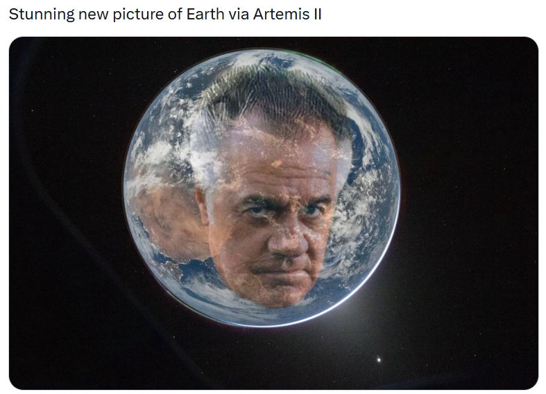 Stunning new picture of Earth via Artemis II