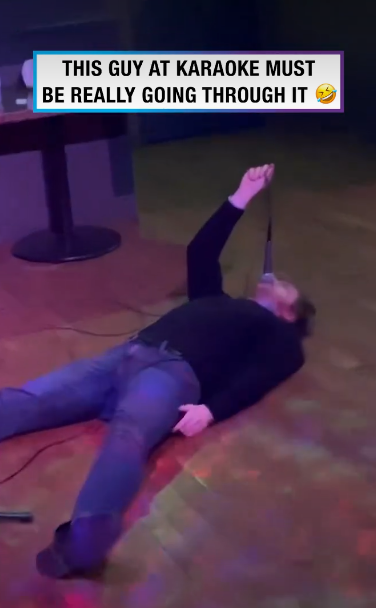 THIS GUY AT KARAOKE MUST BE REALLY GOING THROUGH IT