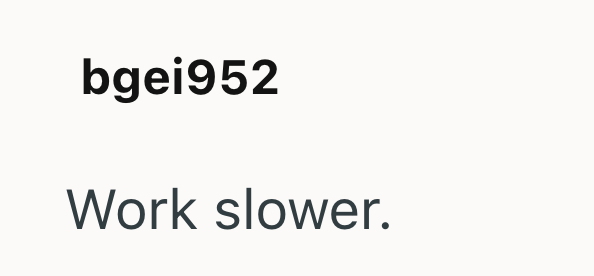 bgei952 Work slower.