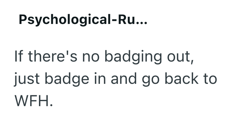 Psychological-Ru... If there's no badging out, just badge in and go back to WFH.