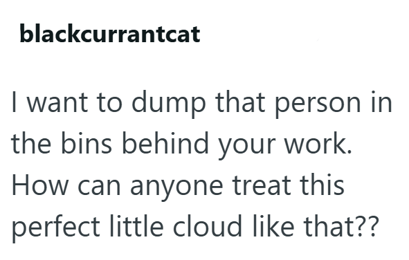 blackcurrantcat I want to dump that person in the bins behind your work. How can anyone treat this perfect little cloud like that??