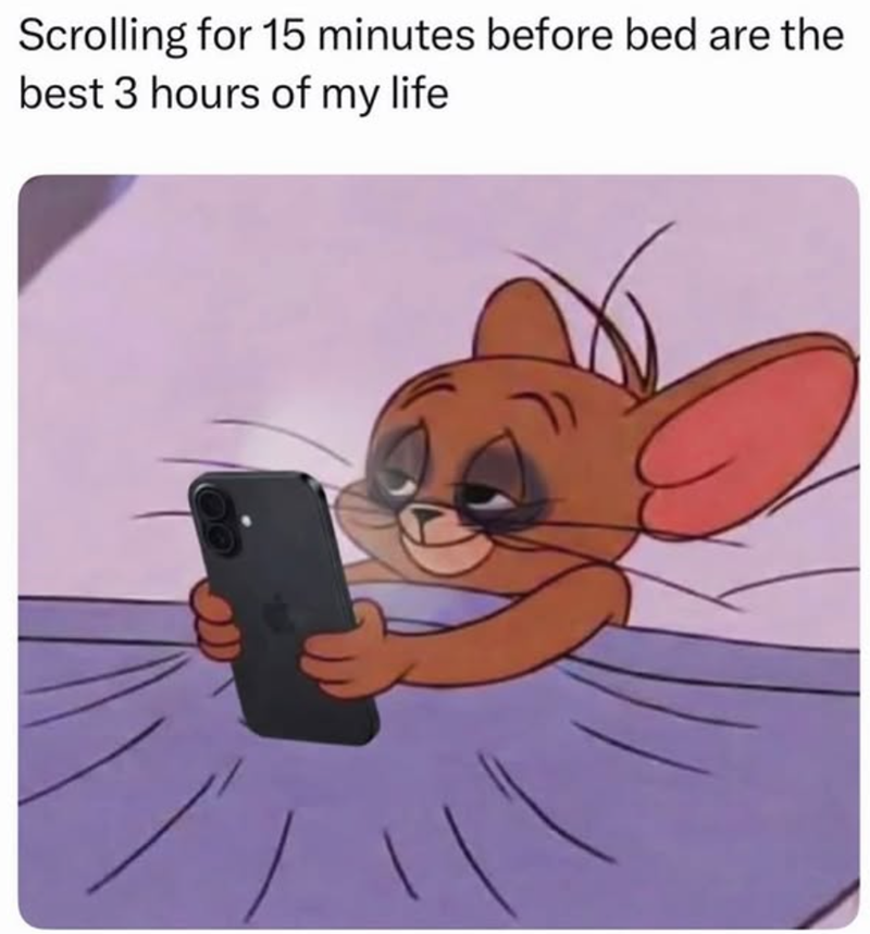 Scrolling for 15 minutes before bed are the best 3 hours of my life