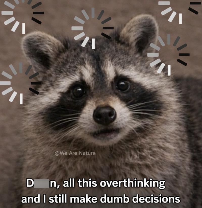 @We Are Nature Don, all this overthinking and I still make dumb decisions