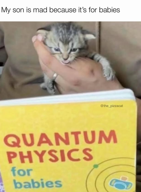 My son is mad because it's for babies @the_pizzacat QUANTUM PHYSICS for babies