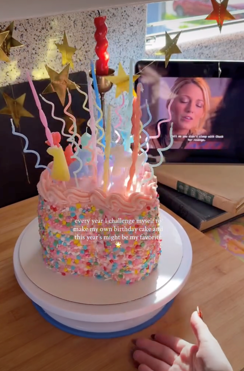 every year I challenge myself to make my own birthday cake and this year's might be my favorite ell you didn't sleep with Chuck for revenge