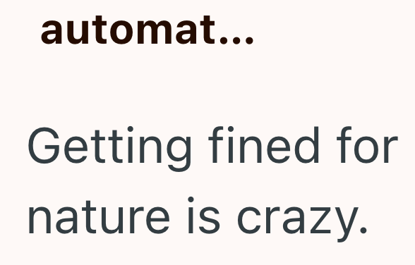automat... Getting fined for nature is crazy.