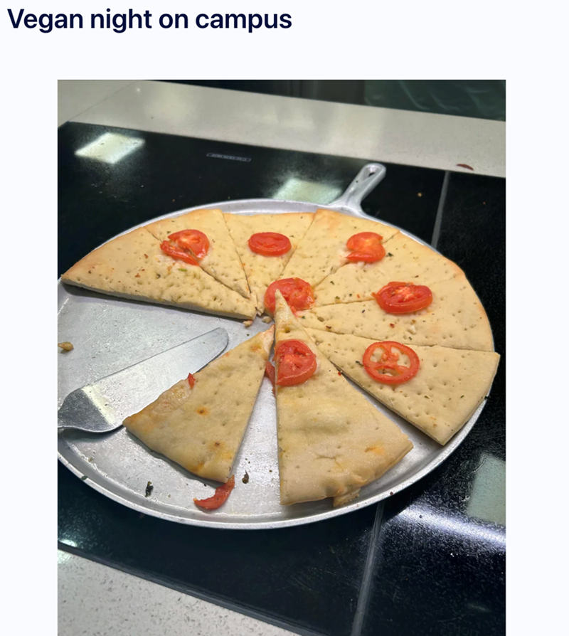 Vegan night on campus CADRENORURE