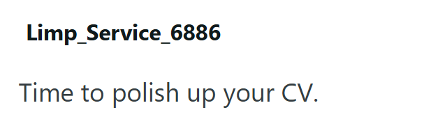 Limp_Service_6886 Time to polish up your CV.