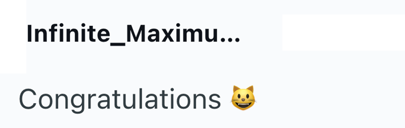 Infinite_Maximu... Congratulations