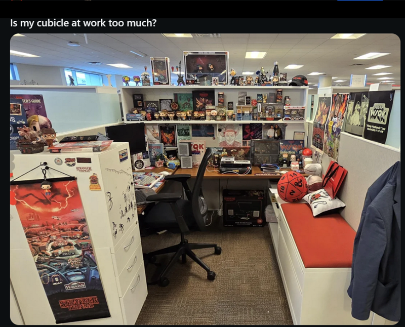 Is my cubicle at work too much? S CHOO 10 TER'S GUIDE STRANGER THINGS HAWKINS STRANGER THINGS OOPS OK Collection WRK PR