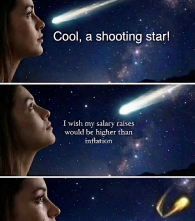 Cool, a shooting star! I wish my salary raises would be higher than inflation