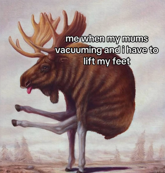 me when my mums vacuuming and i have to lift my feet