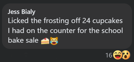 Jess Bialy Licked the frosting off 24 cupcakes I had on the counter for the school bake sale 160