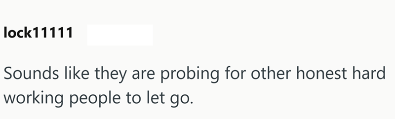 lock11111 Sounds like they are probing for other honest hard working people to let go.