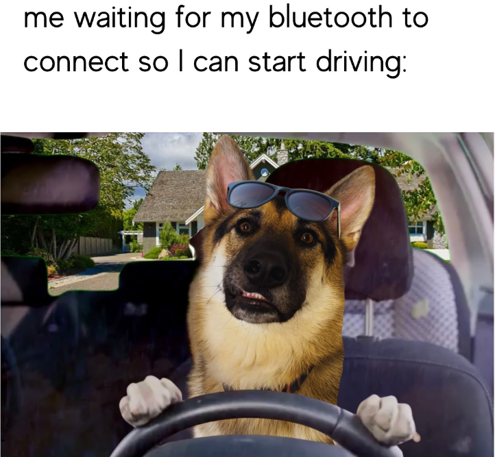 me waiting for my bluetooth to connect so I can start driving: