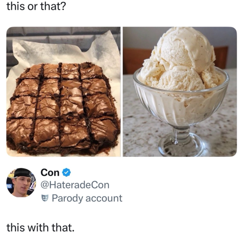 this or that? Con⭑ @HateradeCon Parody account this with that.