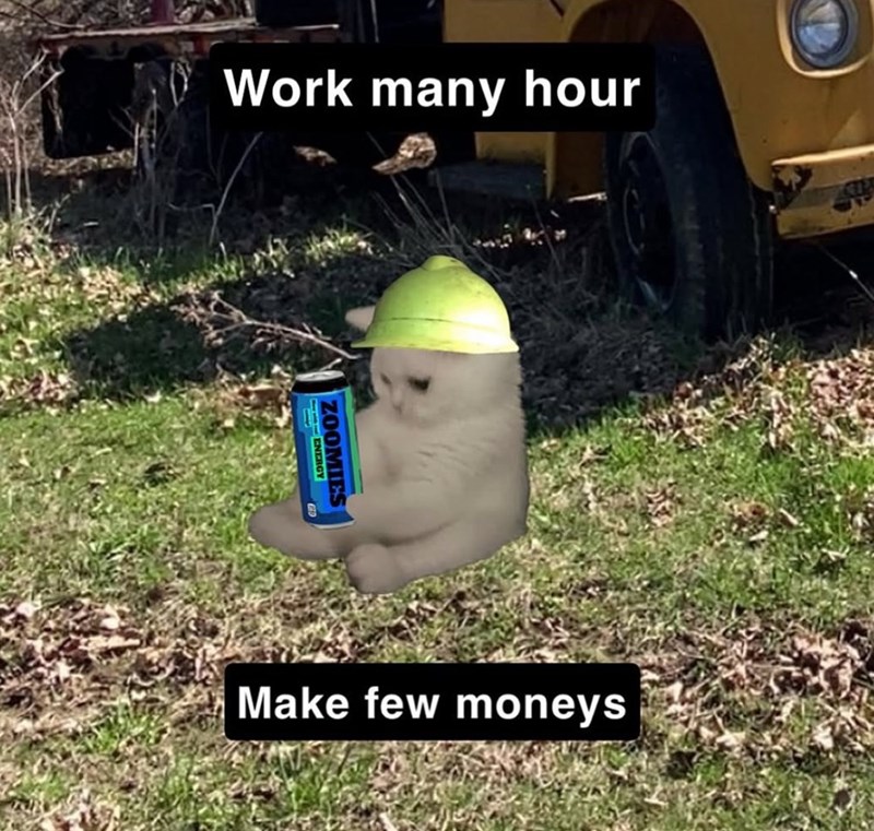 Work many hour ZOOMIES ENERGY Make few moneys