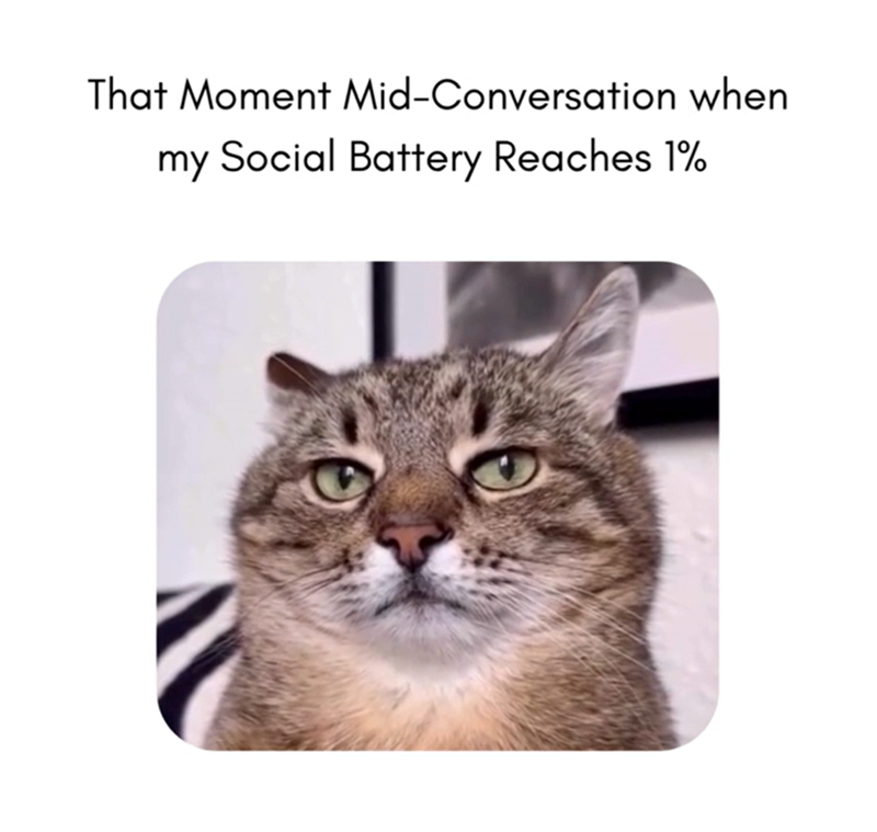 That Moment Mid-Conversation when my Social Battery Reaches 1%
