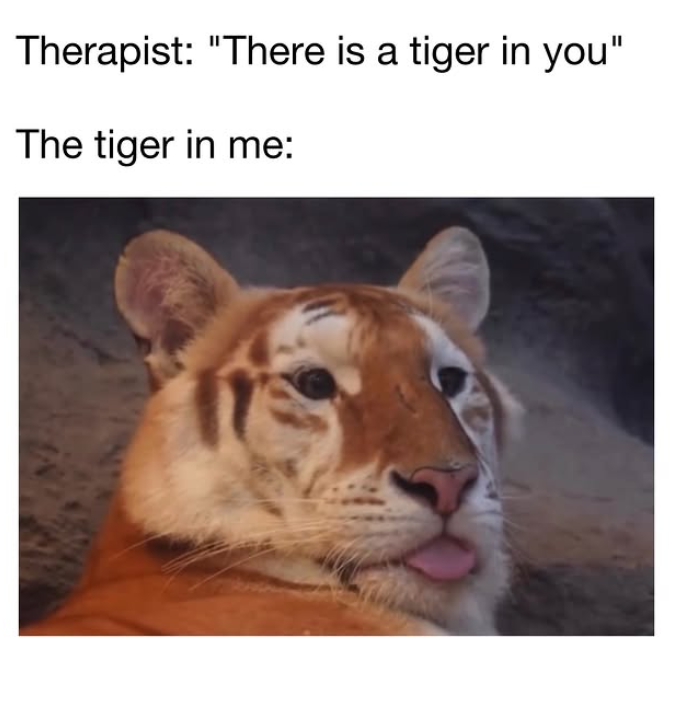 Therapist: "There is a tiger in you" The tiger in me: