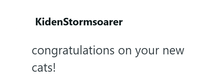 KidenStormsoarer congratulations on your new cats!