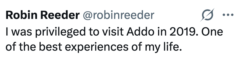 Robin Reeder @robinreeder Ø ... I was privileged to visit Addo in 2019. One of the best experiences of my life.