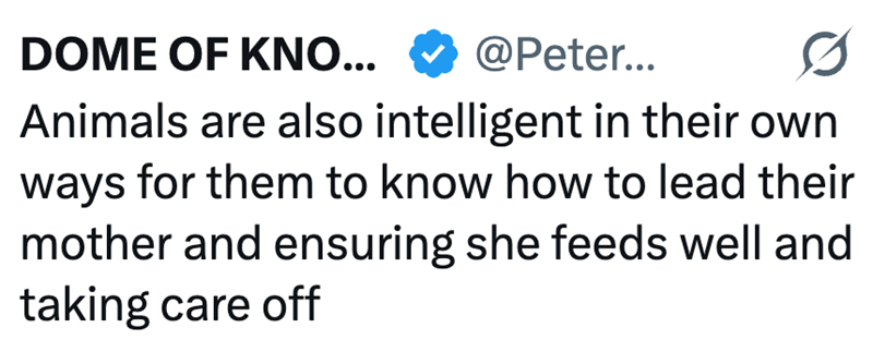 DOME OF KNO... @Peter... Animals are also intelligent in their own ways for them to know how to lead their mother and ensuring she feeds well and taking care off