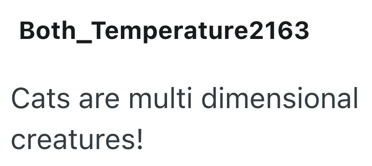 Both Temperature2163 Cats are multi dimensional creatures!