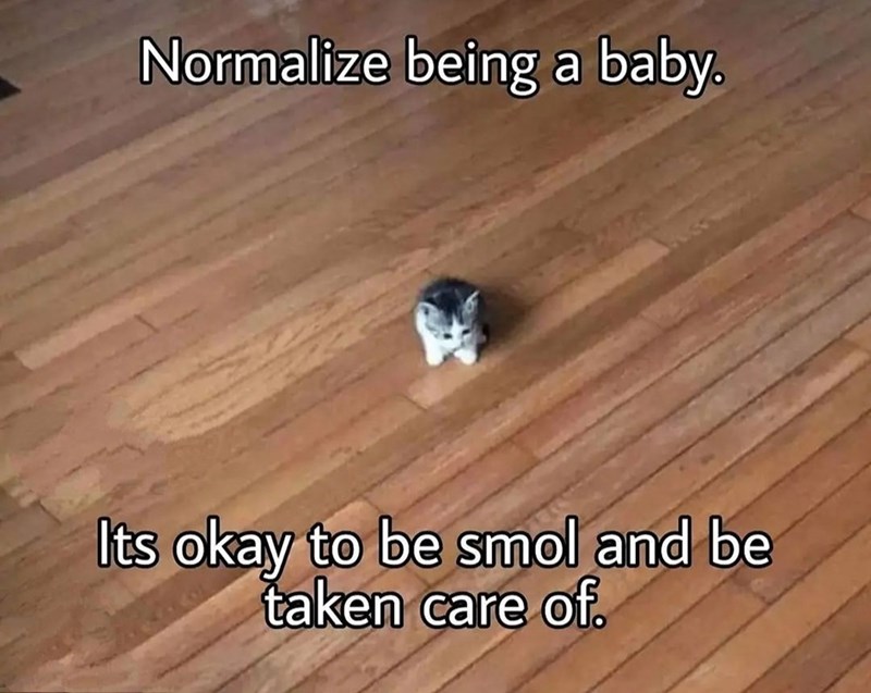 Normalize being a baby. Its okay to be smol and be taken care of.