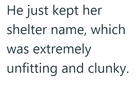 He just kept her shelter name, which was extremely unfitting and clunky.