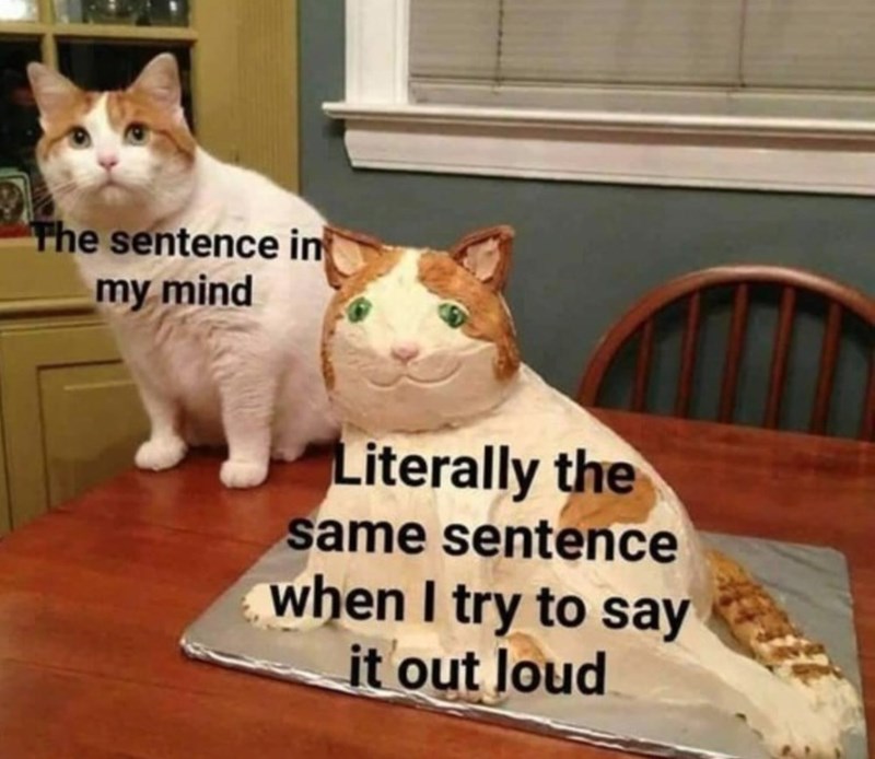 The sentence in my mind Literally the same sentence when I try to say it out loud