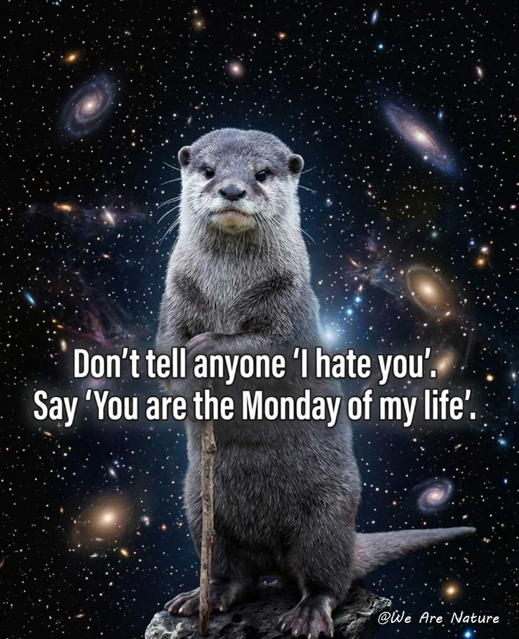 Don't tell anyone 'I hate you'. Say 'You are the Monday of my life'. @We Are Nature