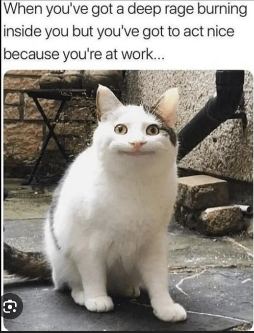 When you've got a deep rage burning inside you but you've got to act nice because you're at work...